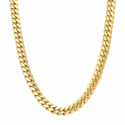14K Yellow Gold 8mm Miami Cuban Chain (Solid Links) 20"-30"