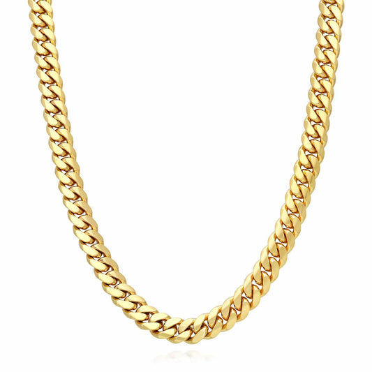Solid 14K Yellow Gold 8mm Wide Miami Cuban Chain 20"-30"