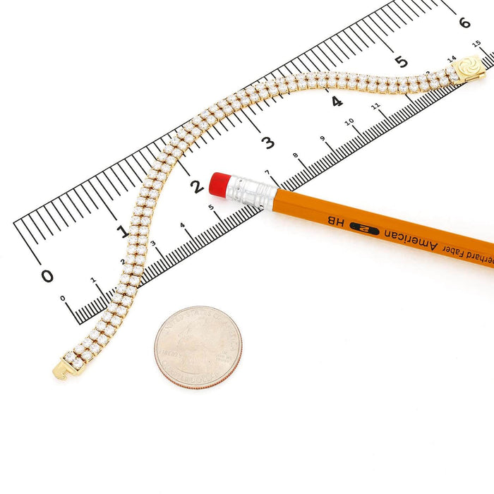 14K Yellow Gold Double-Row 6mm CZ Tennis Bracelet 7"