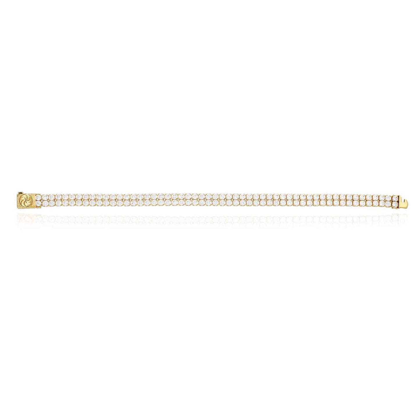 14K Gold Yellow Double-Row 6mm Wide CZ Tennis Bracelet 7"