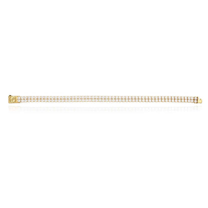14K Gold Yellow Double-Row 6mm Wide CZ Tennis Bracelet 7"