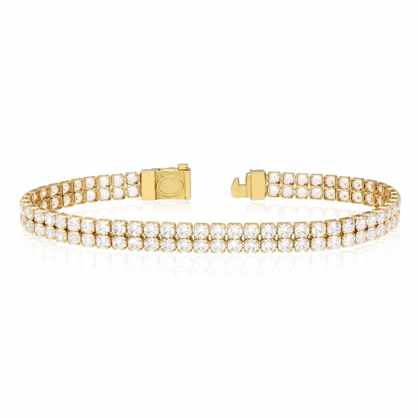14K Gold Yellow Double-Row 6mm Wide CZ Tennis Bracelet 7"