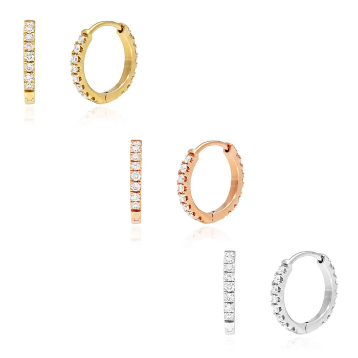 18K Yellow White Gold 0.15CT. TW Lab-Grown Diamond Huggie Hoop Earrings 0.5"