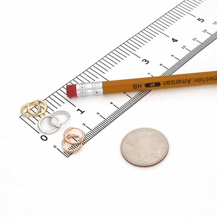 18K Yellow White Gold 0.15CT. TW Lab-Grown Diamond Huggie Hoop Earrings 0.5"