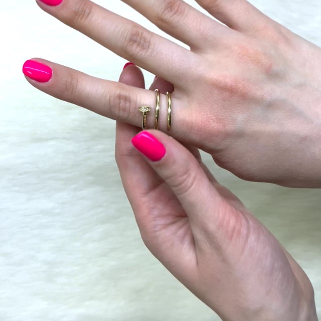 0.2CTW CZ 14K Yellow Gold Pave Spiral Nail Ring Band