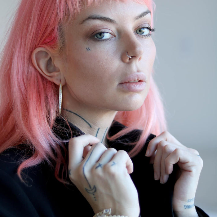 14K Gold Eternity Round CZ Channel Set Hoop Earrings 1.57"-2.17"