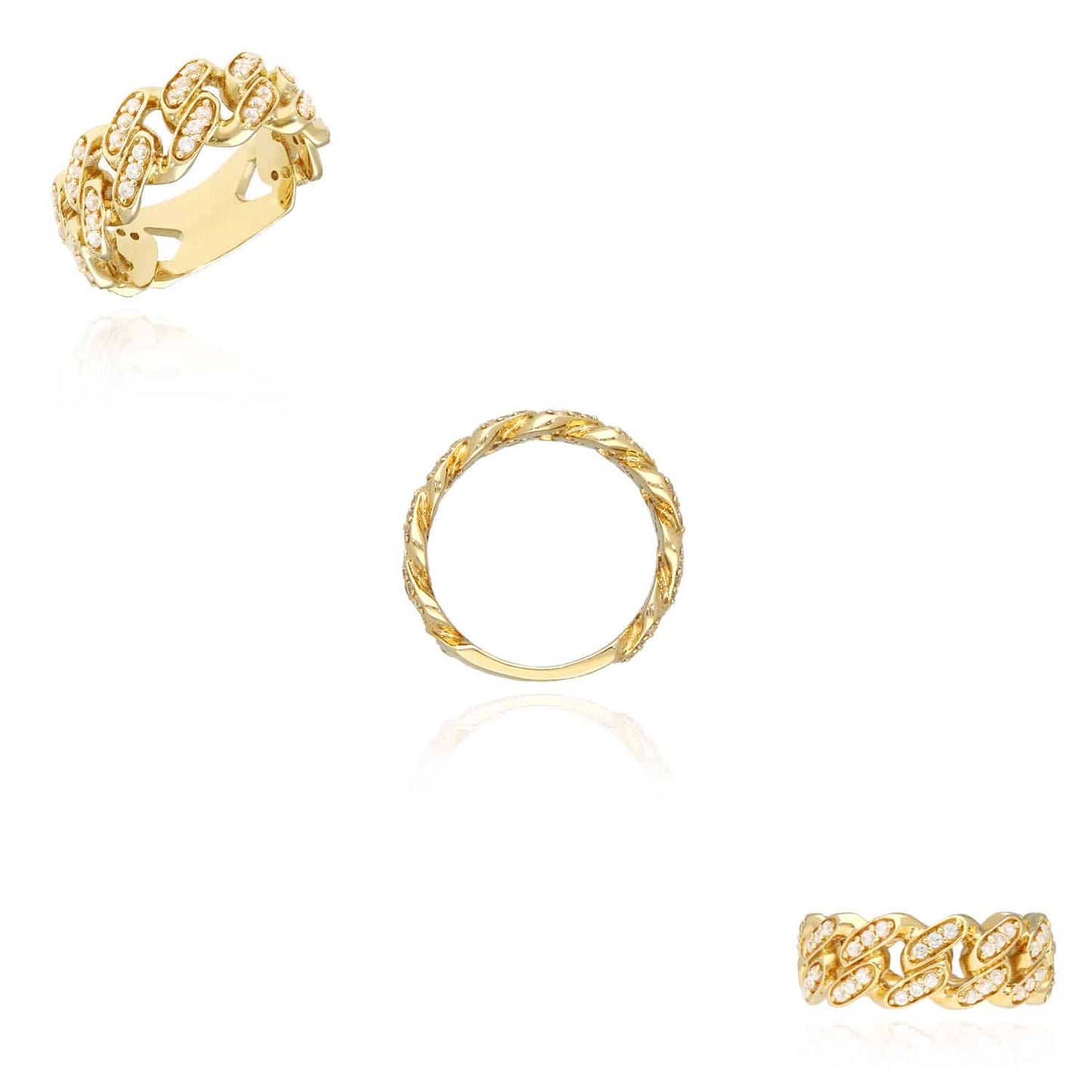 14K Yellow Gold CZ 9mm Miami  Band Ring