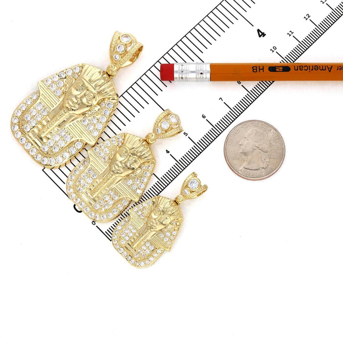 10K Yellow Gold CZ Pharaoh Pendant 1.77"-2.56"