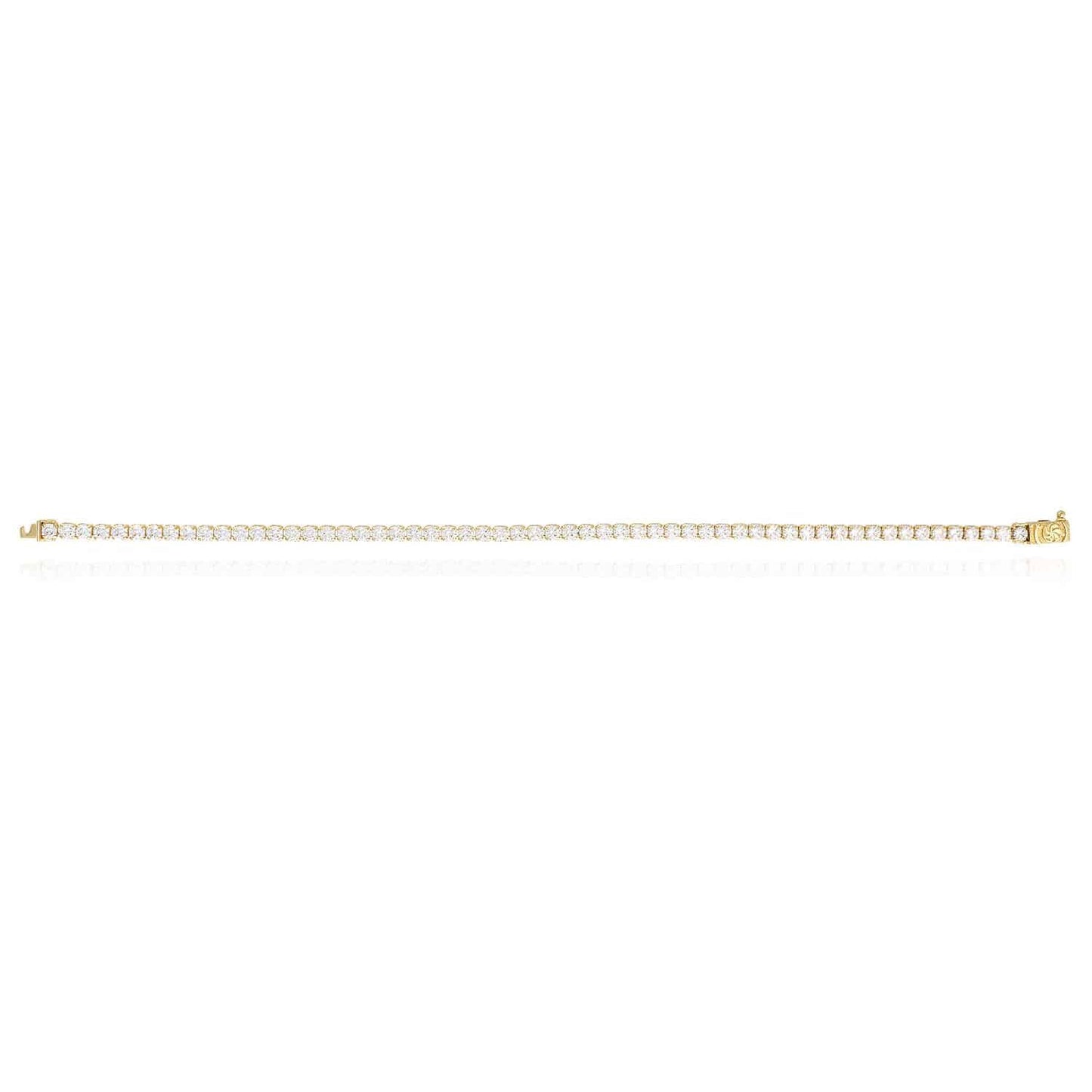 14K Gold Yellow CZ 3mm Box Clasp Tennis Bracelet 7"- 8"