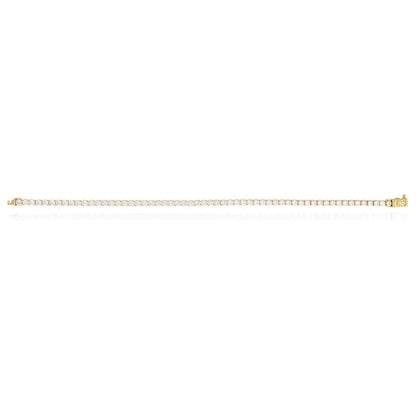 14K Gold Yellow CZ 3mm Box Clasp Tennis Bracelet 7"- 8"