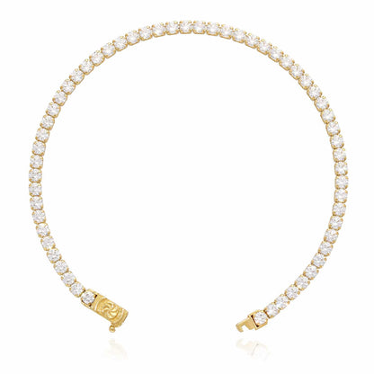14K Gold Yellow CZ 3mm Box Clasp Tennis Bracelet 7"- 8"