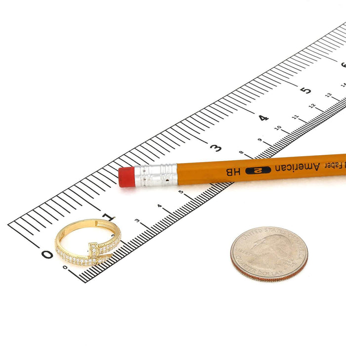 1.9CTW CZ 14K Yellow Gold Pave Twisted Nail Ring Band