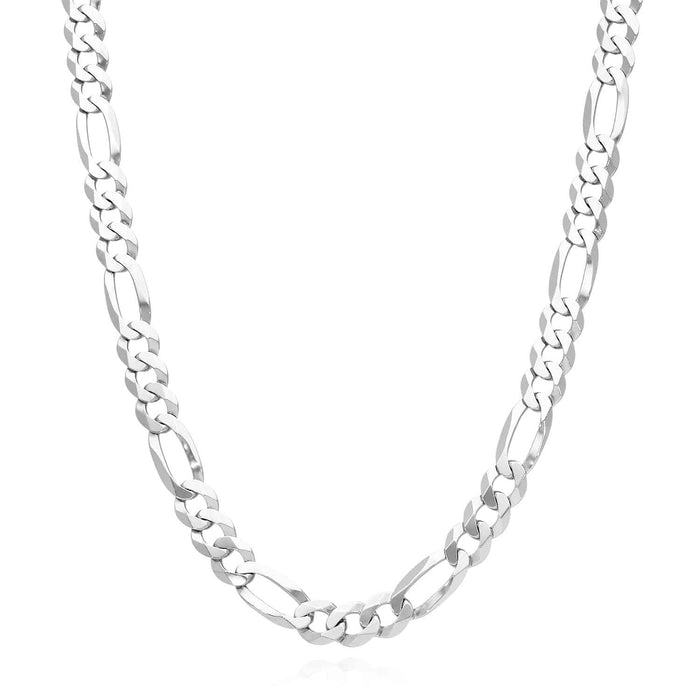 Sterling Silver 7mm Figaro Chain (Solid Links) 16"-24"