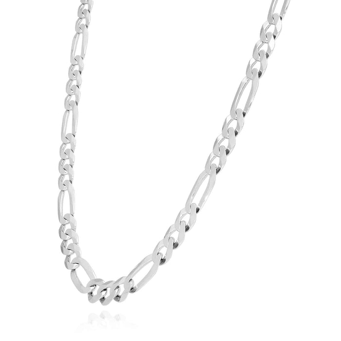 Sterling Silver 7mm Figaro Chain (Solid Links) 16"-24"
