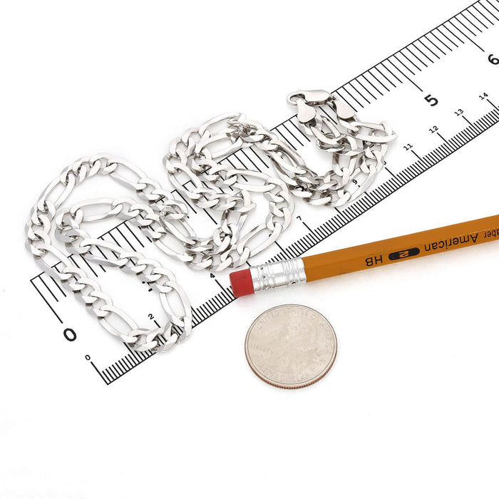 Sterling Silver 7mm Figaro Chain (Solid Links) 16"-24"