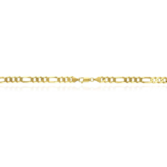 14K Yellow Gold Over Silver 7mm Figaro Chain (Solid Links) 18"-24"
