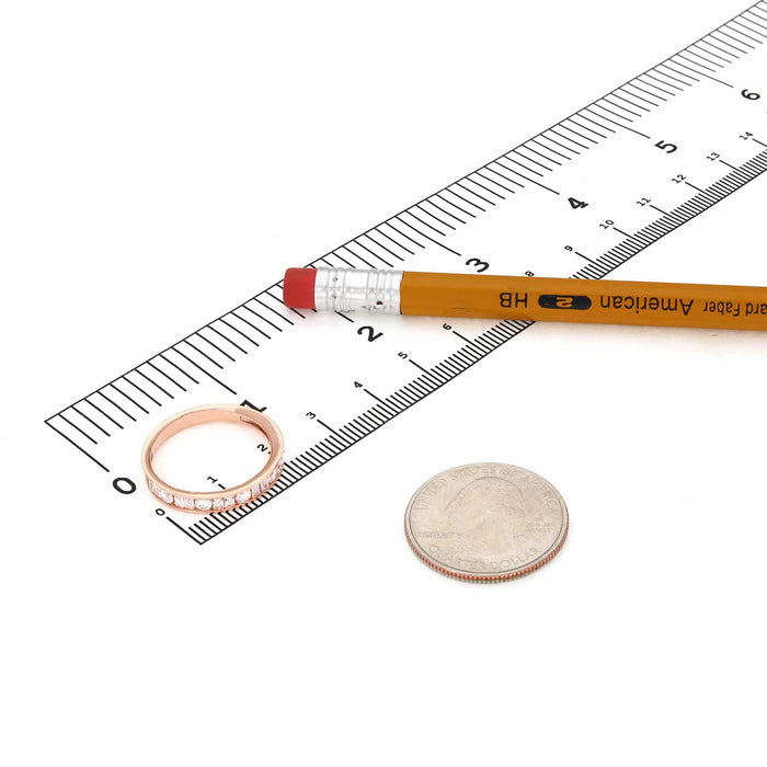 1CTW CZ Round Baguette 14K Rose Gold 3.5mm Wedding Band Ring