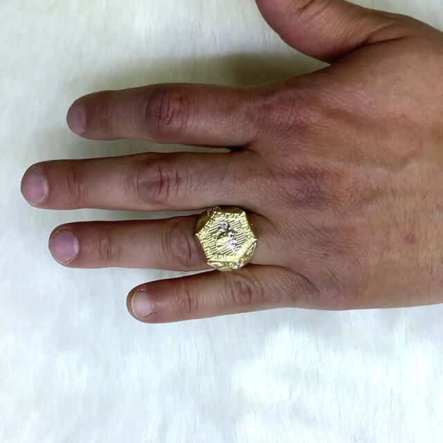 14K Yellow Gold Medusa Head Signet Ring