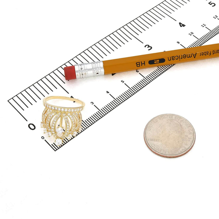 1.5CTW CZ 14K Yellow Gold Royal Crown Ring