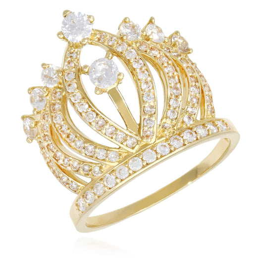1.5CTW CZ 14K Gold Yellow Royal Crown Ring