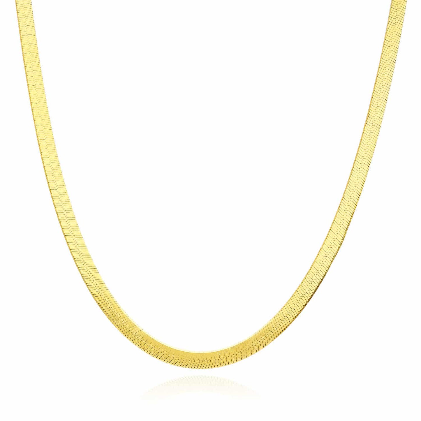 14K Yellow Gold Over Silver 4.5mm Flexible Herringbone Chain Necklace 16"-24"