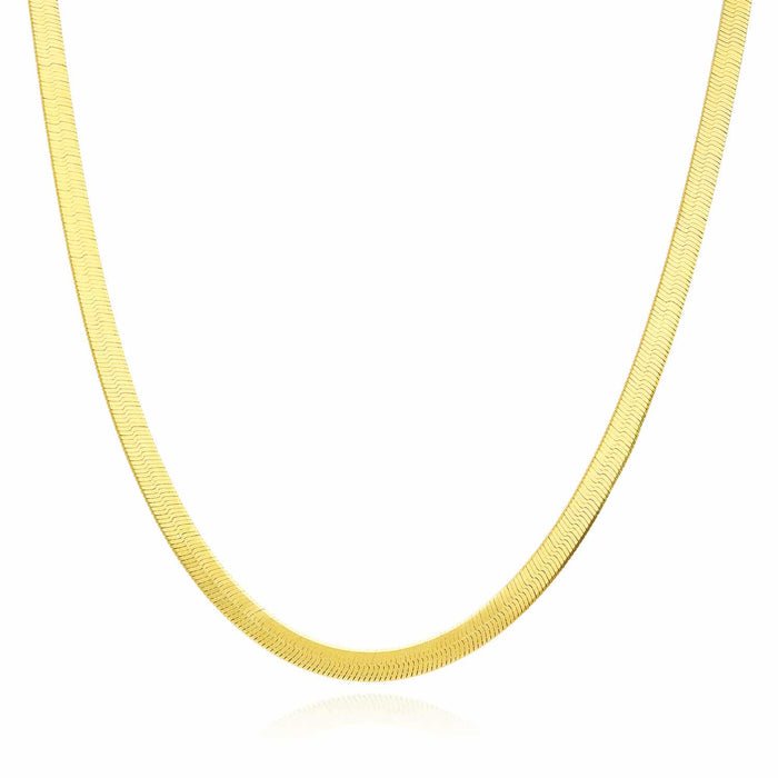 14K Yellow Gold Over Sterling Silver 4.5mm Flexible Herringbone Chain (Solid Links) 16"-24"