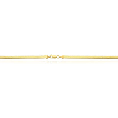 14K Yellow Gold Over Silver 4.5mm Flexible Herringbone Chain Necklace 16"-24"
