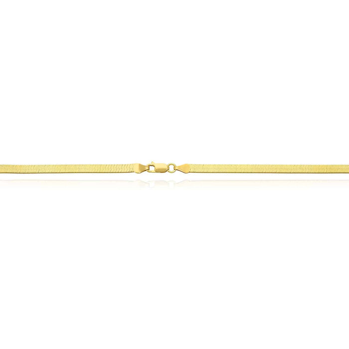 14K Yellow Gold Over Sterling Silver 4.5mm Flexible Herringbone Chain (Solid Links) 16"-24"