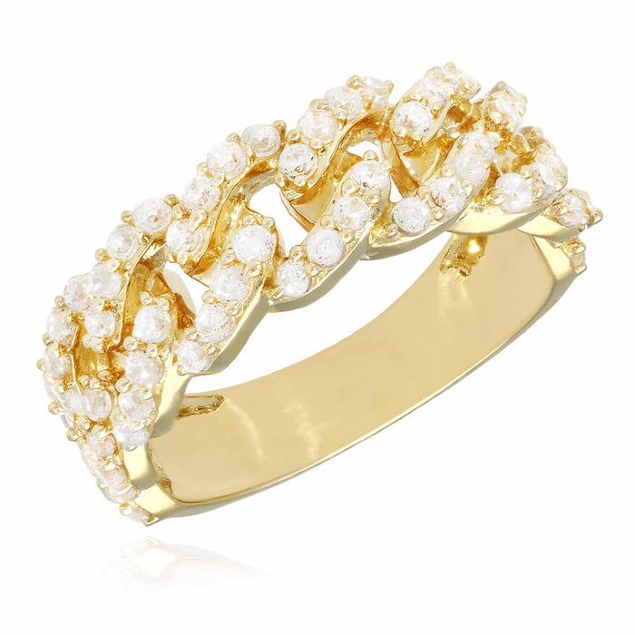 14K Yellow Gold 2CTW CZ 8mm Cuban Ring