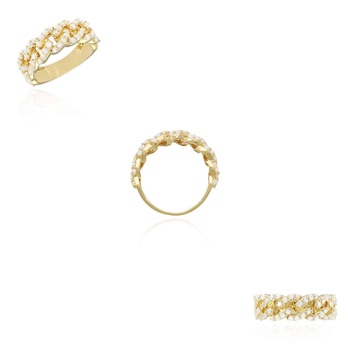 14K Yellow Gold 2CTW CZ 8mm Cuban Ring