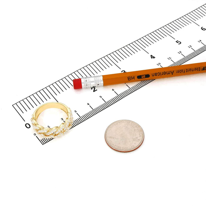 14K Yellow Gold 2CTW CZ 8mm Cuban Ring