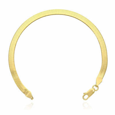 14K Yellow Gold Over Sterling Silver 4.5mm Flexible Silky Herringbone Bracelet (Solid Links) 7" 8"
