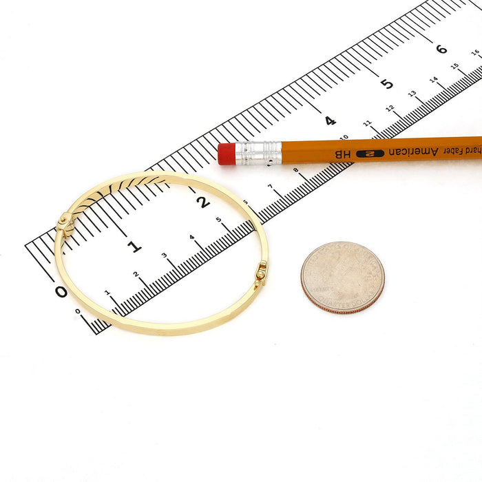 14K Yellow Gold 4mm Screw Pattern Bangle Bracelet (Hollow) 6.25"-7.5"