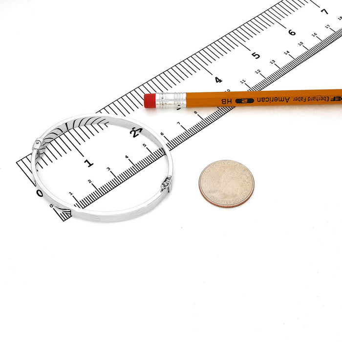 14K White Gold 6mm Screw Pattern Bangle Bracelet (Solid Links) 6.25"-7.5"