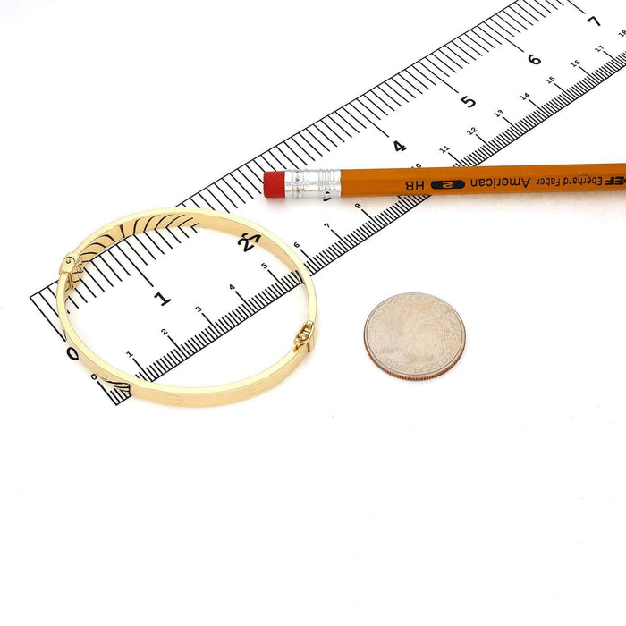 14K Gold 6mm Screw Pattern Bangle Bracelet (Hollow) 6"-7"