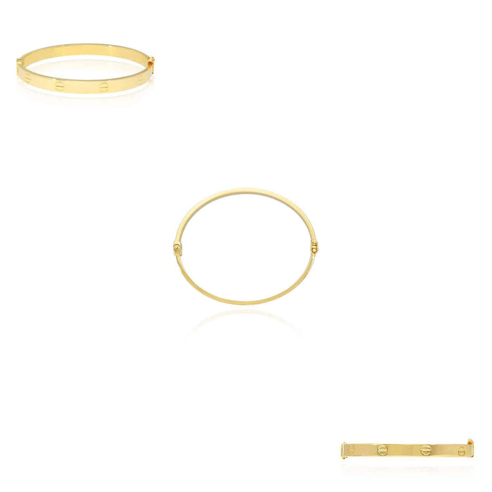 14K Gold 6mm Screw Pattern Bangle Bracelet (Hollow) 6"-7"