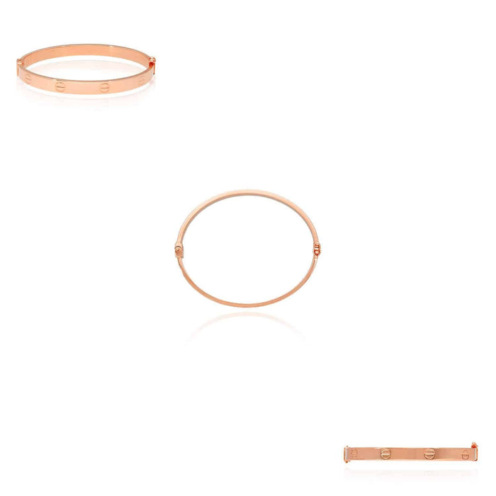 14K Rose Gold 6mm Screw Pattern Bangle Bracelet (Hollow) 6.5" - 7.5" - WJD Exclusives