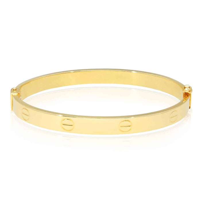 14K Gold 6mm Screw Pattern Bangle Bracelet (Hollow) 6"-7"