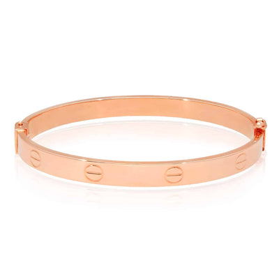 14K Rose Gold 6mm Screw Pattern Bangle Bracelet (Hollow) 6.5" - 7.5" - WJD Exclusives