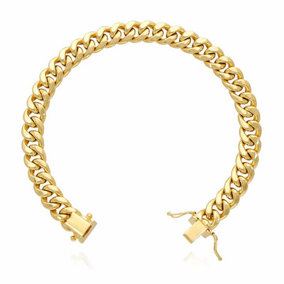 14K Gold 9mm Miami Cuban Box Clasp Bracelet (Hollow) 8.5"