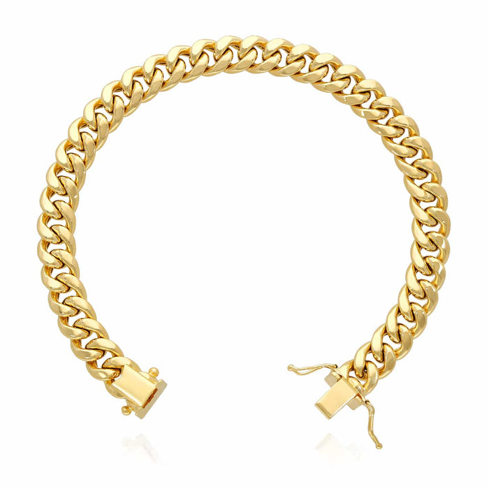 14K Gold 9mm Miami Cuban Box Clasp Bracelet (Hollow) 8.5"