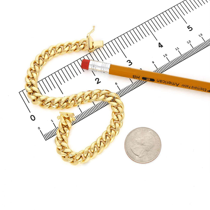 14K Gold 9mm Miami Cuban Box Clasp Bracelet (Hollow) 8.5"