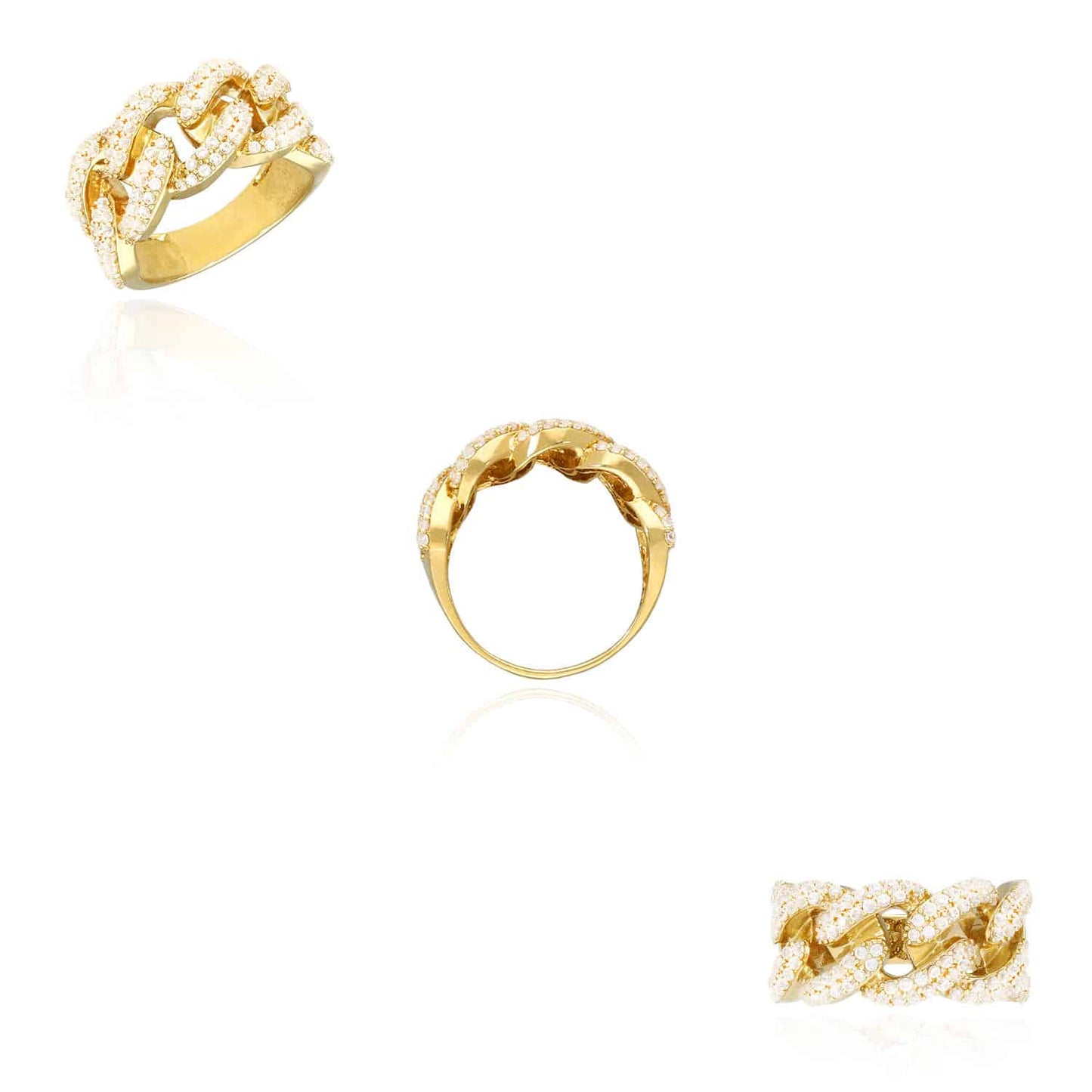 14K Gold Yellow CZ 12mm Solid Miami Mens Ring