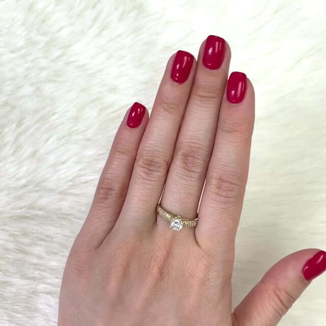 10K Yellow Gold CZ 2-Row Half Eternity Classic Engagement Ring