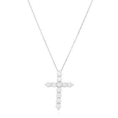 14K Yellow White Gold Over Sterling Silver CZ Cross Necklace 18"