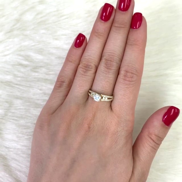 10K Yellow Gold 1Ct.T.W CZ Classic Engagement Ring Size 5-9