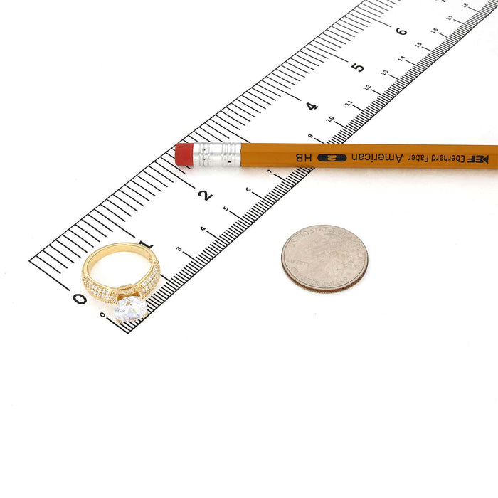 3.60CTW CZ 14K Yellow Gold Engagement Ring