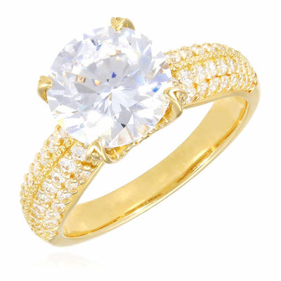 3.60CTW CZ 14K Yellow Gold Engagement Ring