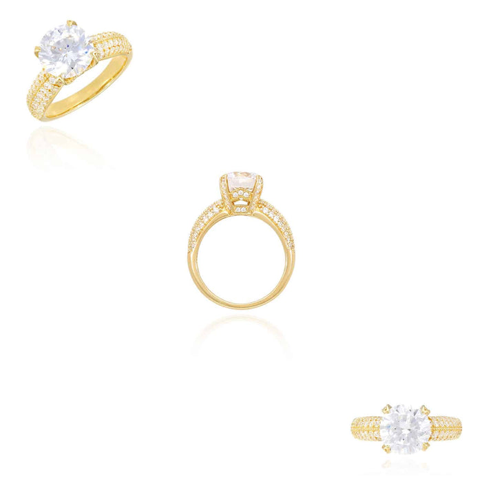 3.60CTW CZ 14K Yellow Gold Engagement Ring