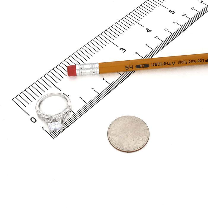 2.50CTW CZ 14K Gold White Split Shank Pave Engagement Ring